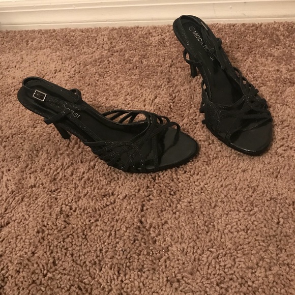 Moda Rossi Black Glitter Heels - Picture 1 of 3